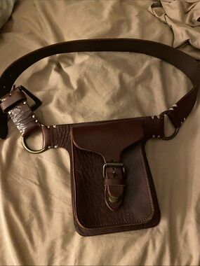 ATHLETA Genuine Leather Hip Pouch Belt Bag size small
